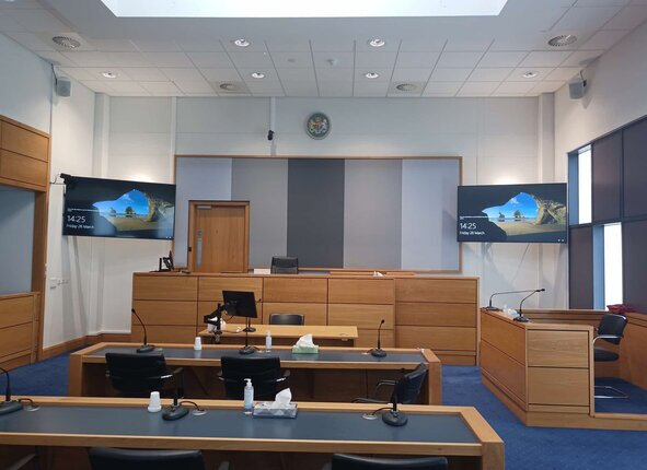Projector and large format display comparison in a meeting room
