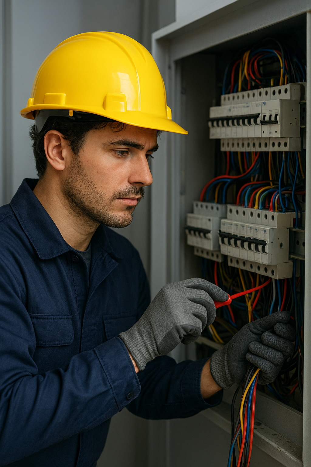 AV technician installing equipment