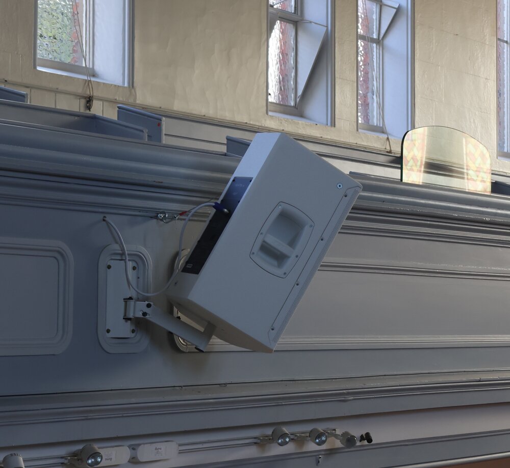 Installed speakers in a hall for clear speech